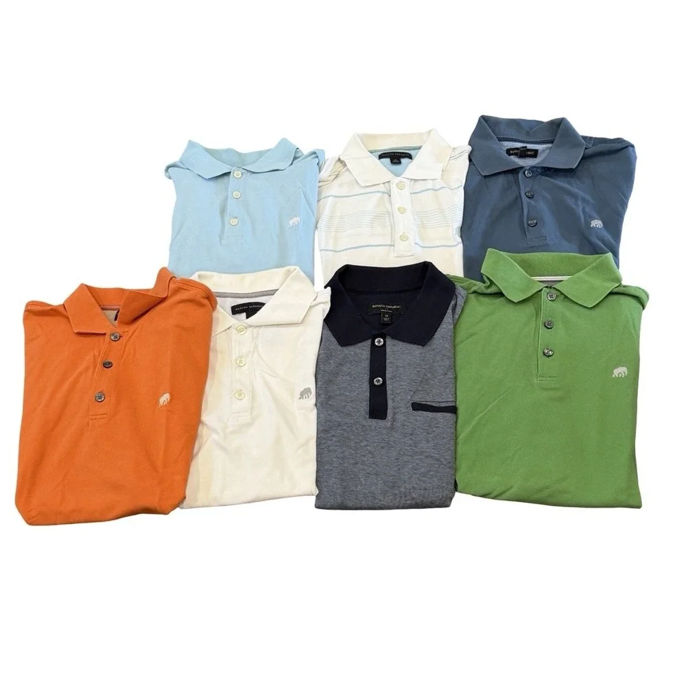 Banana Republic Mens Medium Pique Polo Golf Shirt HUGE  Lot Elephant Logo Preppy